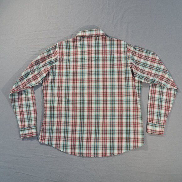 Wrangler Wrancher Western Shirt Womens Extra Large Pink Blue Plaid Pearl Snap - Picture 2 of 8